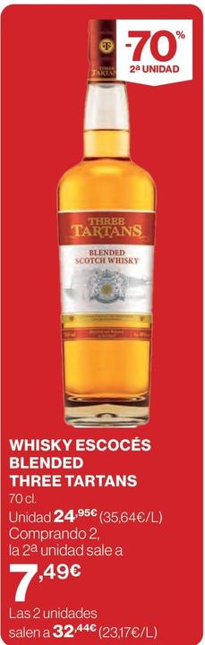 Oferta de Three Tartans - Whisky Escocés Blended por 24,95€ en El Corte Inglés
