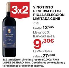 Oferta de Cune - Vino Tinto Reserva D.o.ca. Rioja Selección Limitada por 13,95€ en El Corte Inglés
