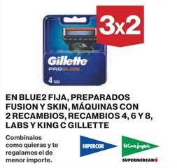 Oferta de Gillette - En Blue2 Fija, Preparados Fusion Y Skin, Máquinas Con 2 Recambios, Recambios 4,6 Y 8, Labs Y King C en El Corte Inglés