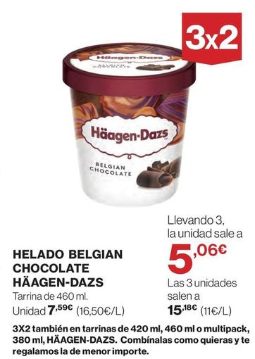 Oferta de Häagen-dazs - Helado Belgian Chocolate por 7,59€ en El Corte Inglés