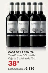 Oferta de Casa De La Ermita - Tinto Crianza D.o. Jumilla. Caja De 6 Botellas por 6,33€ en El Corte Inglés