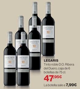 Oferta de Legaris - Tinto Roble D.o. Ribera Del Duero, Caja De 6 Botellas por 7,99€ en El Corte Inglés