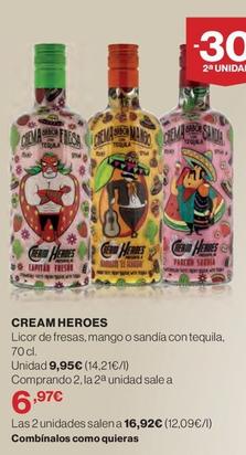 Oferta de Cream Heroes - Licor De Fresas, Mango O Sandía Con Tequila por 9,95€ en El Corte Inglés