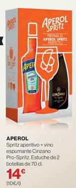 Oferta de Aperol - Spritz Aperitivo + Vino Espumante Cinzano Pro-spritz. Estuche De 2 Botellas por 14€ en El Corte Inglés