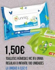 Oferta de Ifa Unnia - Toallitas Humedas Wc Regular o Infantil o Infantil por 1,5€ en Claudio