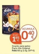 Oferta de Felix - Snacks Para Gatos Party Mix Original por 1,85€ en Supermercados Charter