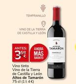 Oferta de Altos De Tamarón - Vino Tinto Barato Vino De La Tierra De Castilla Y León por 3€ en Supermercados Charter