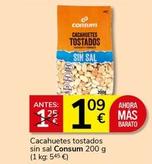 Oferta de Consum - Cacahuetes Tostados Sin Sal por 1,09€ en Supermercados Charter