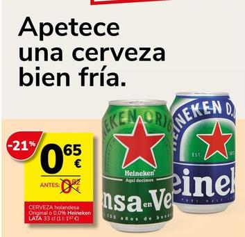 Oferta de Heineken - Cerveza Holandesa Original O 0.0% por 0,65€ en Supermercados Charter