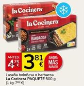 Oferta de La Cocinera - Lasaña Boloñesa O Barbacoa por 3,81€ en Supermercados Charter