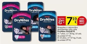 Oferta de Drynites - Braguitas O Calzoncillos Absorbentes Niño-niña por 7,19€ en Supermercados Charter