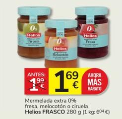 Oferta de Helios - Mermelada Extra 0% Fresa, Melocoton O Ciruela por 1,69€ en Consum