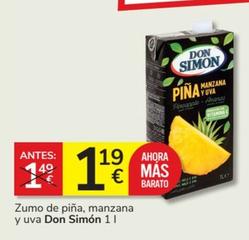 Oferta de Don Simón - Zumo De Pina, Manzana Y Uva por 1,19€ en Consum