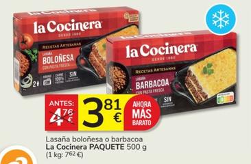 Oferta de La Cocinera - Lasaña Boloñesa O Barbacoa por 3,81€ en Consum