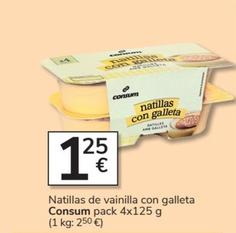 Oferta de Consum - Natillas De Vainilla Con Galleta Natillas De Vainilla Con Galleta por 1,25€ en Consum