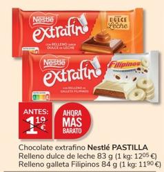 Oferta de Nestlé - Chocolate Extrafino Relleno Dulce De Leche / Relleno Galleta Filipinos por 1€ en Consum