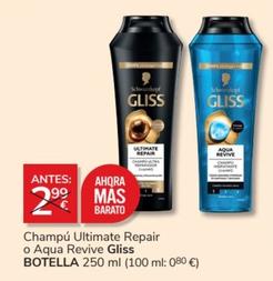 Oferta de Gliss - Champú Ultimate Repair O Aqua Revive por 2€ en Consum