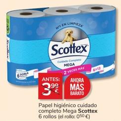 Oferta de Scottex - Papel Higiénico Cuidado Completo Mega por 3€ en Consum