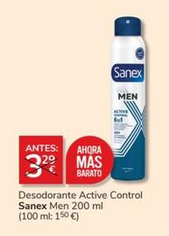 Oferta de Sanex - Desodorante Active Control Men por 3€ en Consum