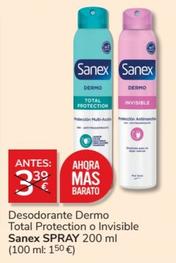 Oferta de Sanex - Desodorante Dermo Total Protection O Invisible por 3€ en Consum