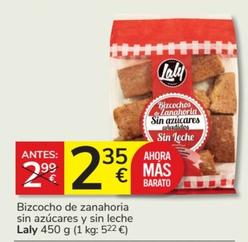 Oferta de Laly - Bizcocho De Zanahoria Sin Azúcares Y Sin Leche por 2,35€ en Consum