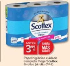 Oferta de Scottex - Papel Higiénico Cuidado Completo Mega por 3€ en Consum