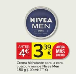Oferta de Nivea - Crema Hidratante Para La Cara, Cuerpo Y Manos por 3,39€ en Consum