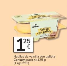 Oferta de Consum - Natillas De Vainilla Con Galleta por 1,25€ en Consum