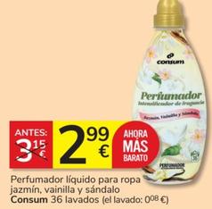 Oferta de Consum - Perfumador Líquido Para Ropa Jazmín, Vainilla Y Sándalo 36 Lavados por 2,99€ en Consum