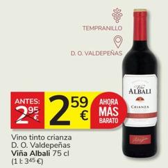 Oferta de Viña Albali - Vino Tinto Crianza D. O. Valdepeñas por 2,59€ en Consum
