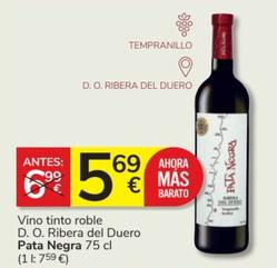 Oferta de Pata Negra - Vino Tinto Roble D.O. Ribera Del Duero por 5,69€ en Consum