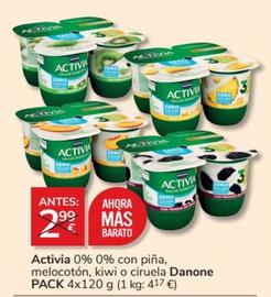 Oferta de Danone - Activia 0% Con Piña por 2€ en Consum