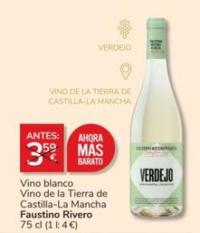 Oferta de Faustino Rivero - Vino De La Tierra De Castilla-La Mancha por 3€ en Consum