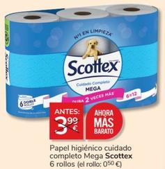Oferta de Scottex - Papel Higiénico Cuidado Completo Mega por 3,99€ en Consum