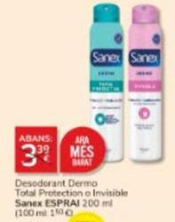 Oferta de Sanex - Desodorant Dermo Total Protection O Invisible Esprai por 3€ en Consum