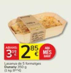 Oferta de  Dunany - Lasanya De 5 Formatges por 2,85€ en Consum
