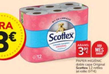 Oferta de Scottex - Paper Higienic Doble Capa Origina por 3€ en Consum