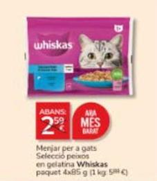 Oferta de Whiskas - Menjar Per A Gats Selecció Peixos En Gelatina por 2€ en Consum