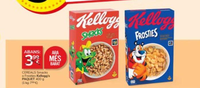 Oferta de Kellogg's - Cereals Smacks O Frosties por 3€ en Consum