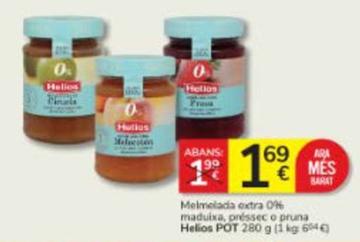 Oferta de Helios - Melmelada Extra 0% Maduixa / Préssec / Pruna por 1,69€ en Consum
