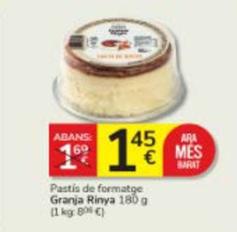 Oferta de Granja Rinya - Pastís De Formatge por 1,45€ en Consum