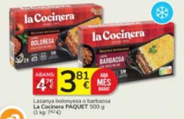 Oferta de La Cocinera - Lasanya Bolonyesa O Barbacoa por 3,81€ en Consum