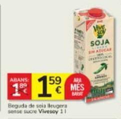 Oferta de Vivesoy - Beguda De Soia Lleugera Sense Sucre por 1,59€ en Consum