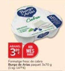 Oferta de Burgo De Arias - Formatge Fresc De Cabra por 3€ en Consum