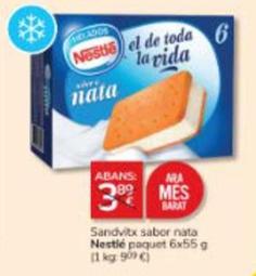 Oferta de Nestlé - Sandvitx Sabor Nata por 3€ en Consum
