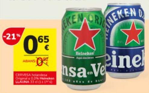 Oferta de Heineken - Cervesa Holandesa Original / 0.0% por 0,65€ en Consum