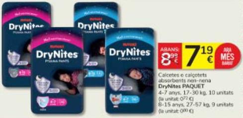 Oferta de Huggies - Calcetes / Calçotets Absorbents Nen-nena Drynites por 7,19€ en Consum