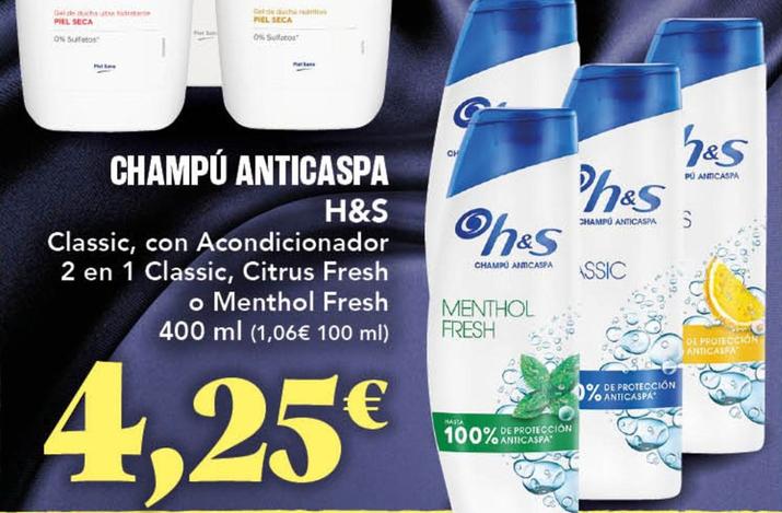 Oferta de H&s - Champú Anticaspa por 4,25€ en Gadis
