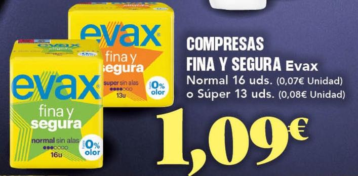 Oferta de Evax - Compresas Fina Y Segura por 1,09€ en Gadis