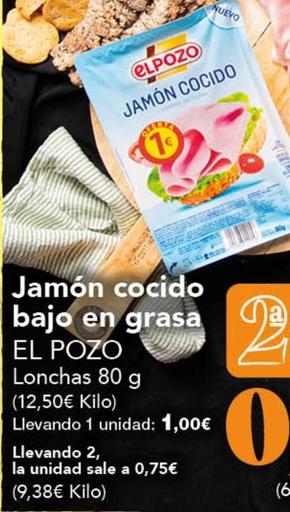 Oferta de Elpozo - Jamón Cocido Bajo En Grasa por 1€ en Gadis